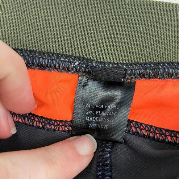 VPL Flexure Capri cropped Midrise Legging workout gym Gray Orange mesh womens m - Picture 5 of 6